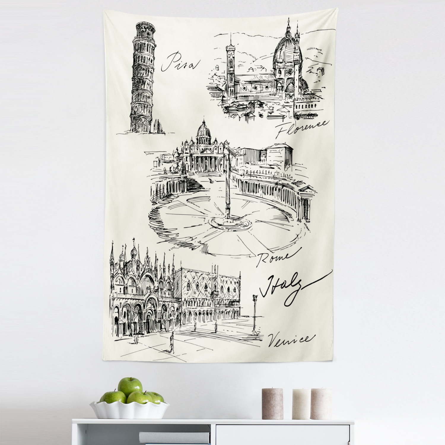 Curated visual reference: Sketch Tapestry Travel The World Themed Historical Italian Landmarks Photo Inspiration