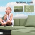 thumbnail image 4 of 7-Piece Outdoor Rattan Furniture Set - Patio Wicker Sectional Sofa, Light Green & Deep Coffee, Perfect for Living Room or Balcony - Steel Frame & Cushioned Comfort, 4 of 7