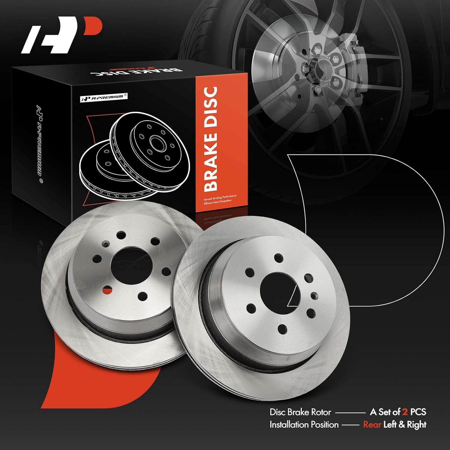 A-Premium 12.76 inch (324.2mm) Rear Vented Disc Brake Rotors Compatible with Select Chevrolet and GMC Models - Colorado, Canyon, 2015-2022, 2.5L 2.8L 3.6L, 2-PC Set