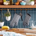 thumbnail image 2 of duomi-Gingham Oven Mitt 2-Pack Set, Charcoal Grey, 7"x13", 2 of 4