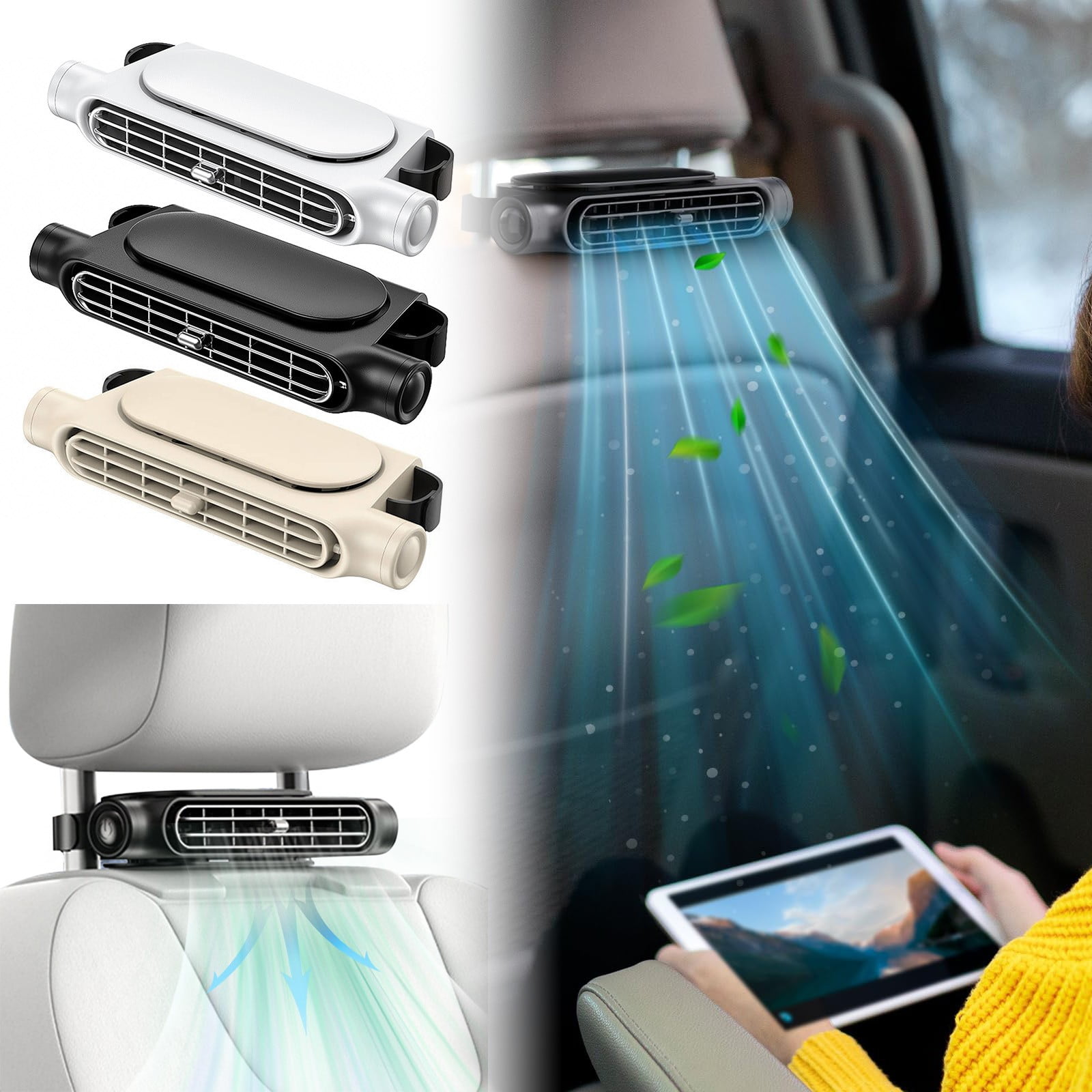 Air Conditioner For Car Usb Powered Bladeless Fan Portable Car Air Conditioner For Front And Rear Seat Car Cooler High Wind Power