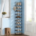 thumbnail image 6 of 10 Tier Narrow Metal Shoes Rack, Bug Hull Slim Stackable Shoes Shelf with Hooks, Shoe Tower for 10-12 Pairs Shoe and Boots Organizer, Black, 6 of 9