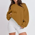 thumbnail image 5 of ADSSDQ Women's Crewneck Sweatshirts Drop Shoulder Long Sleeve Comfy Pullover Cute Tops Teen Girls Fall Trendy Clothes Light Brown XXL, 5 of 5