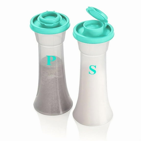 2 Pcs Mini 6 Inch Plastic Salt and Pepper Shakers Set - Hourglass Covered Salt Shakers with Lids Airtight Seasoning Bottle Dispenser for Home Kitchen Restaurant Lunch Outdoor Picnic (Red)