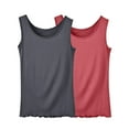 thumbnail image 2 of QUINDOS 2 Pack Womens Tank Tops Athletic Summer Camisoles for Women Pack Running Crew Neck MultiPack Strap Sleeveless Cami Shirts Ruffle Solid Color Loose Undershirts, 2 of 3
