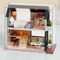 thumbnail image 2 of Kit de casa de muñecas en miniatura de madera, modelo de ensamblaje, rompecabezas 3D, juguetes, decoración de dormitorio con muebles, luces LED, casa de muñecas, 2 of 5