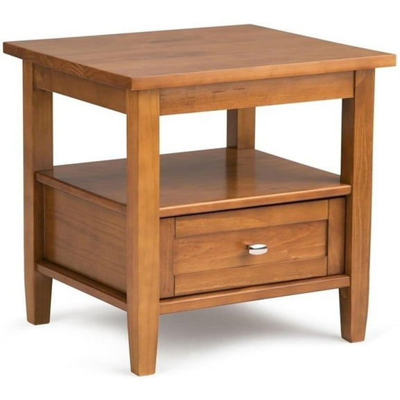 Simpli Home Warm Shaker Solid Wood 20 inch Wide Transitional End Table in Light Golden Brown