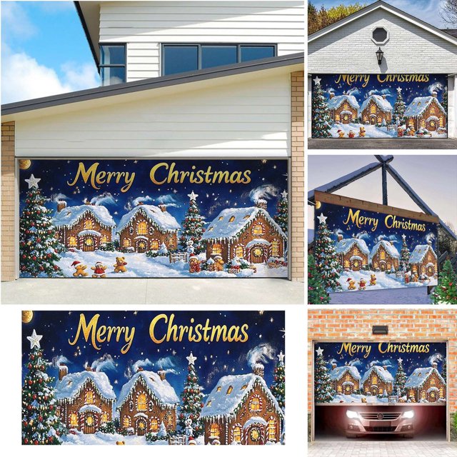 Hbdhejl Christmas Garage Door Frame Christmas Garage Door Banner Garage Door Christmas Decoration Holiday Garage Partner Christmas Frame Snowflake Partner Garage Door Frame Christmas