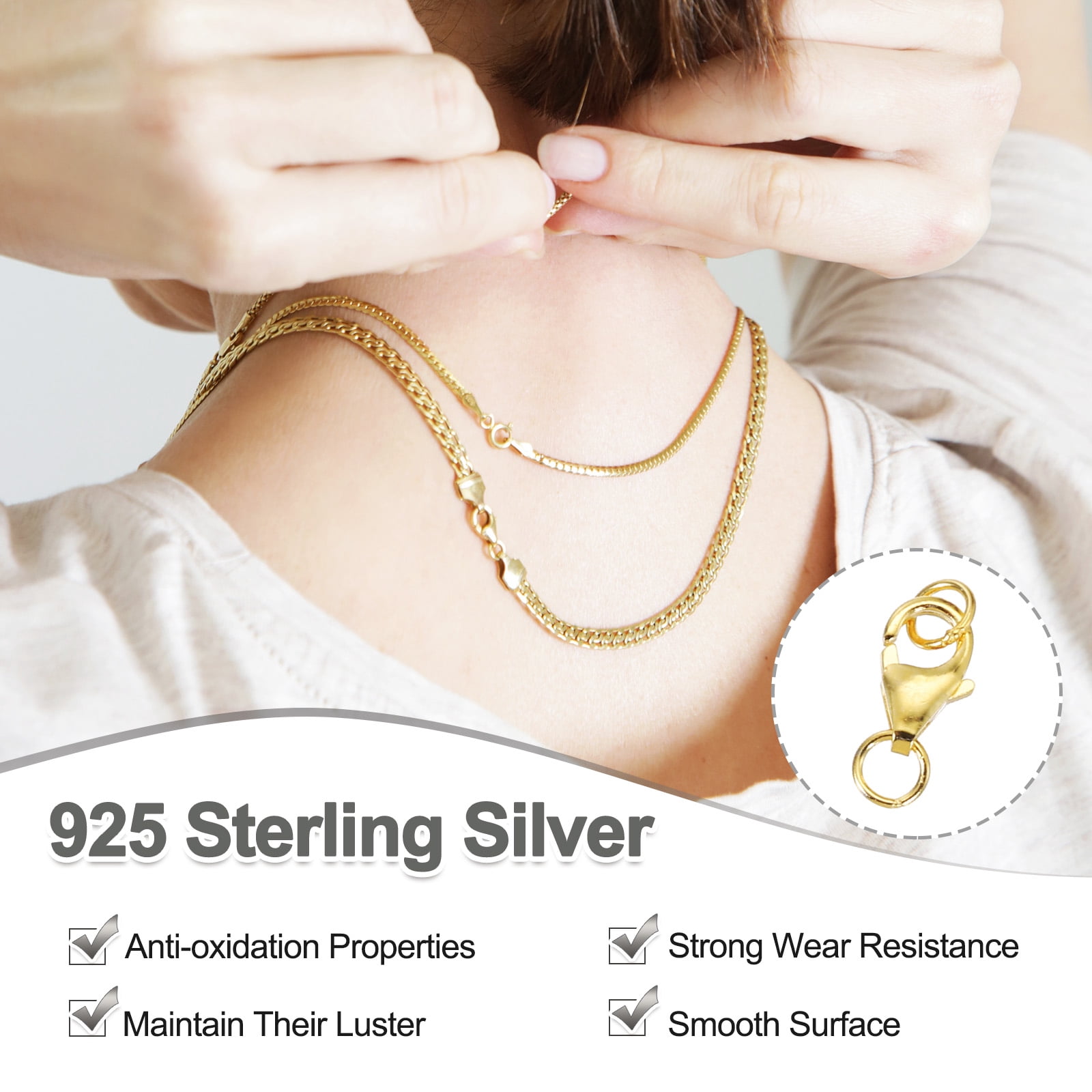8mm Lobster Clasp with Closed Jump Rings, 12 Set Lobster Claw Clasp, Gold Tone
