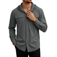 thumbnail image 4 of Cmfcve Men's Hooded Shirts Quick Dry Long Sleeve Button Down Hiking Fishing Shirt Sun Protection Quick Dry Outdoor Tops with Pockets, 4 of 6