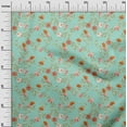 thumbnail image 2 of oneOone Silk Tabby Aquamarine Fabric Flower & Leaves Watercolor Sewing Material Print Fabric By The Yard 42 Inch Wide, 2 of 4