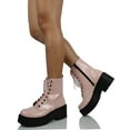 thumbnail image 4 of Soda Women's Fling Faux Leather Lace Up Combat Chunky Lug Platform Heel Bootie, Blush, 11 M US, 4 of 4