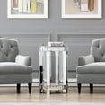 thumbnail image 4 of 24" Tall Round Table Corner Table Silver Side Table Glass Mirror End Table Accent Table Mirrored Diamond Crush Mirrors Furniture, 4 of 6