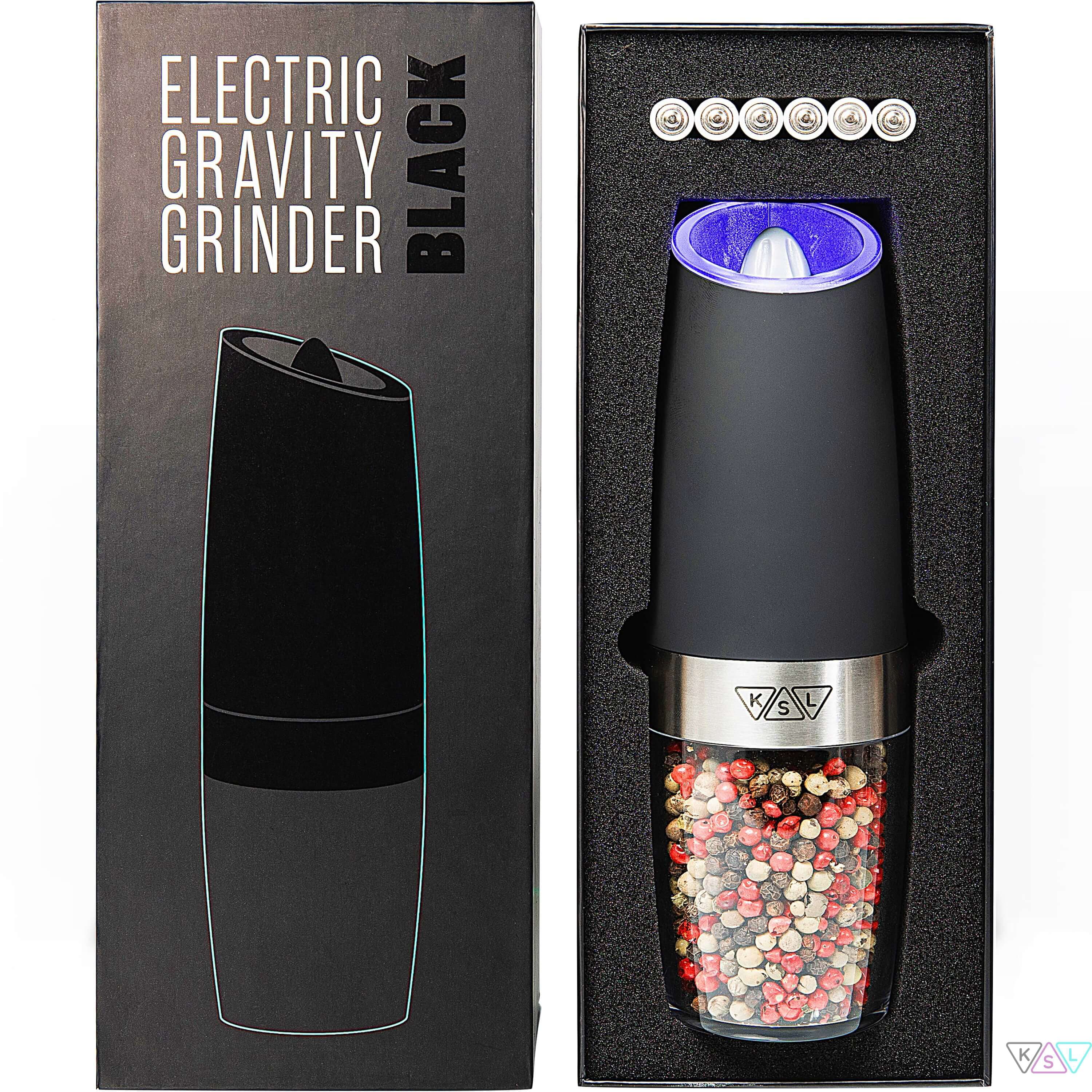 Dropship Gravity Electric Pepper And Salt Grinder Set; Adjustable  Coarseness; Battery Powered With LED Light; One Hand Automatic Operation;  Stainless Steel Black; 2 Pack to Sell Online at a Lower Price