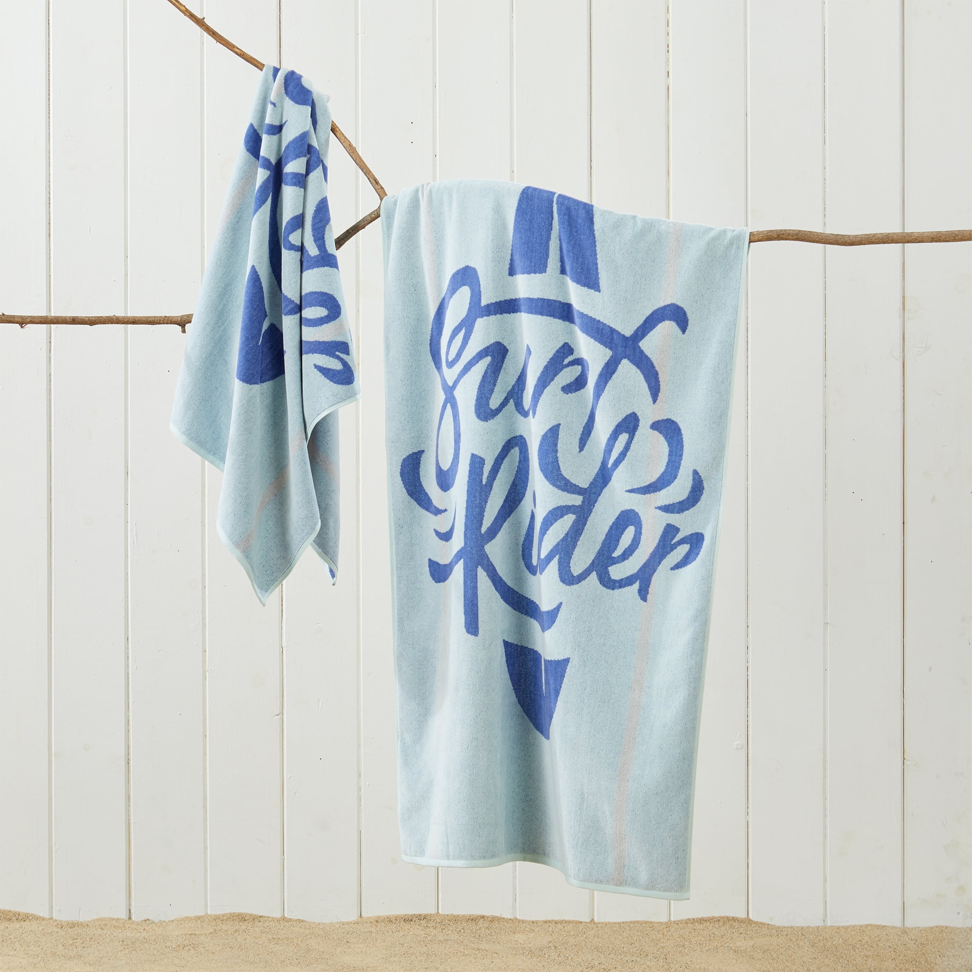 100% Cotton Jacquard 2 Pack 30" x 60" Printed Beach & Pool Towels, Surf