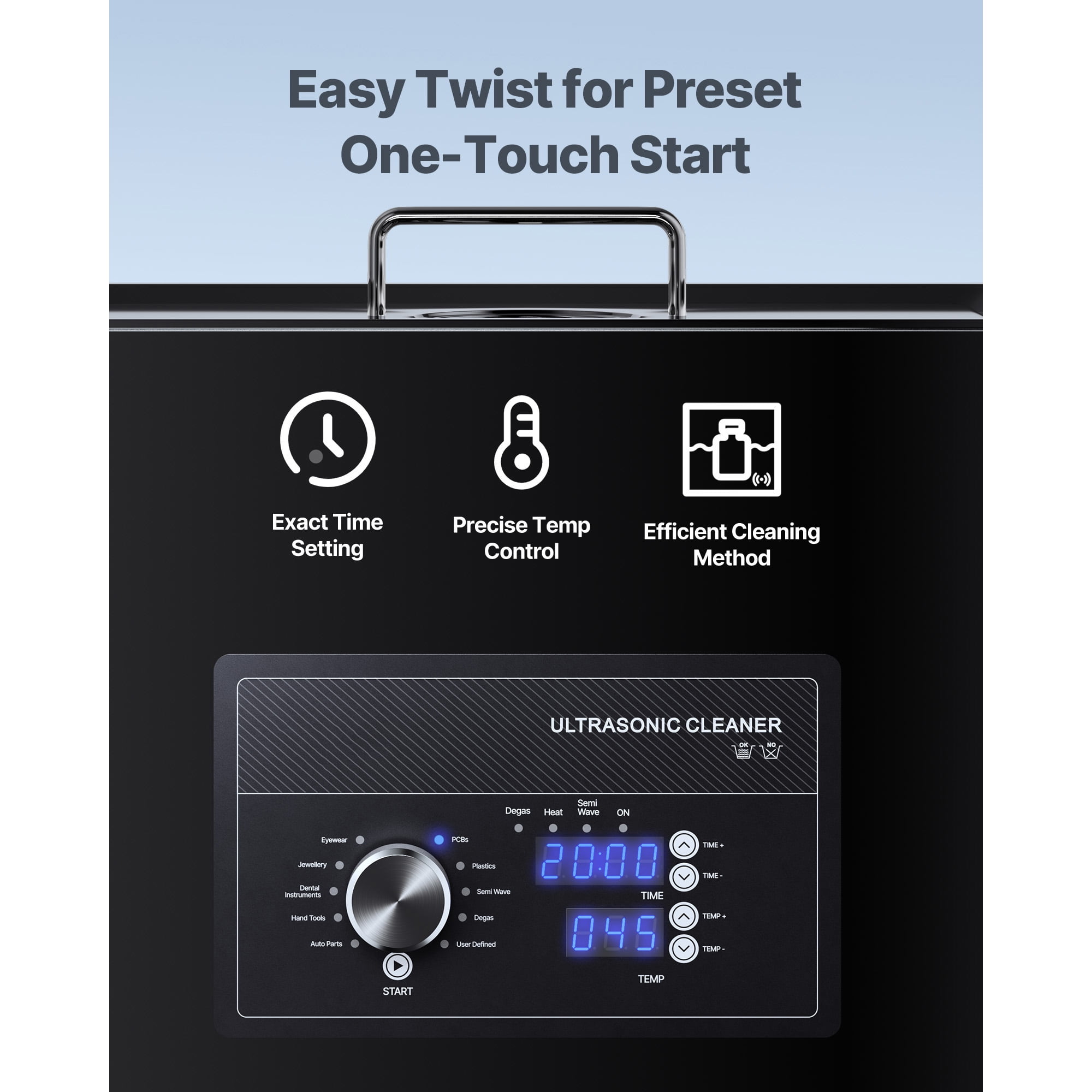 KFFKFF 30L Ultrasonic Cleaning Machine with Adjustable Knob Control, Durable Stainless Steel Design, Includes Basket and Cleaning Ball, Ideal for Jewelry, Watches, Razors, Coins, and More