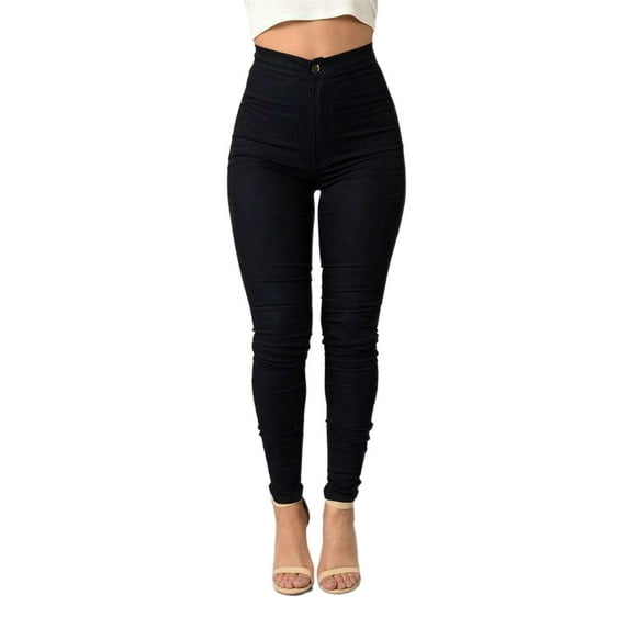 Gureui Women High Waist Sexy Slim Yoga Pencil Pants Solid Color Casual Stretch Denim Skinny Leggings Tummy Control Workout Trousers