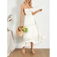 thumbnail image 4 of Women Sleeveless Beach Dress Ruffled Hem Summer Backless Party A-Line Dress, 4 of 7