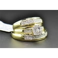 thumbnail image 3 of Sparkle Jewels Trio Set His Hers Matching Engagement Ring Wedding Band 14K Yellow Gold Finish, 3 of 6