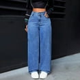 thumbnail image 4 of Wide Leg Jeans for Women Casual High Waisted Strechy Straight Leg Loose Tummy Control Denim Pants with Pocket, 4 of 5