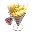 thumbnail image 4 of 2 piezas de soporte para papas fritas, cesta para papas fritas en forma de cono francés con taza para salsa, soporte de alambre de metal para papas fritas para alimentos, soporte para helado, 4 of 5