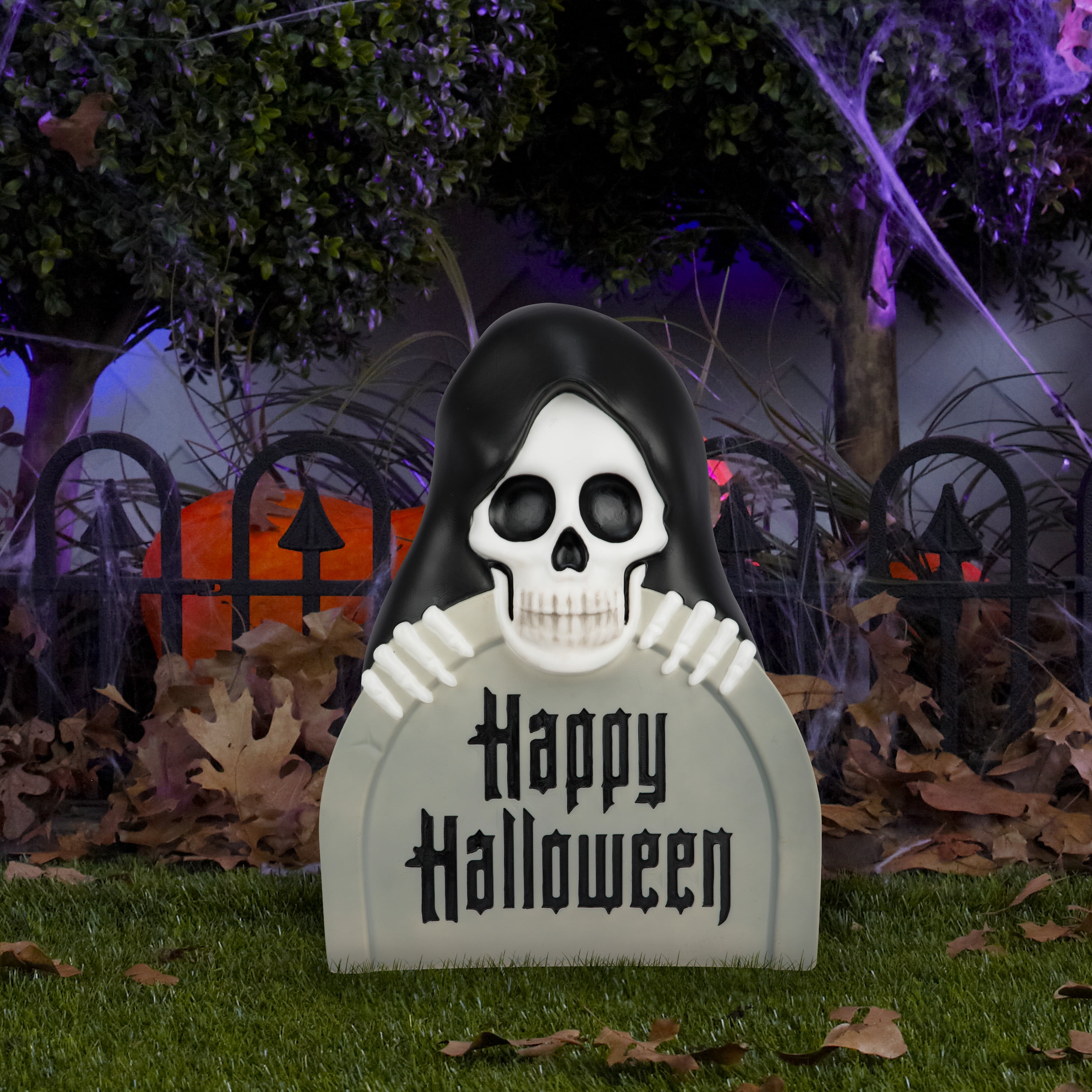 Way To Celebrate 18 in Lighted Blow Mold Reaper with Tombstone, Outdoor Decor, Multicolor