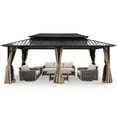 thumbnail image 2 of 12'x20' inch Hardtop Gazebo with Double Roof & Mosquito Netting, Khaki All-Weather Outdoor Shelter - Extra Large Patio Canopy with Dual-Layer Ventilation, 2 of 9
