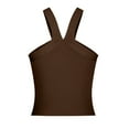 thumbnail image 7 of Wycnly Womens Tank Tops Summer Solid Halter Sleeveless T Shirts Sexy Off Shoulder Slim Fit Knitted Ribbed Going Out Blouses Vest Brown xxl Under $5, 7 of 7