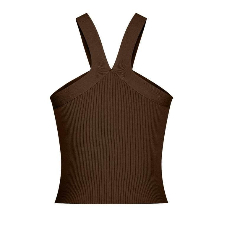 トップス BACK OPEN AMERICAN SLEEVES RIB TANK Womens Tank Tops Clearance $1.00,AXXD Spring And Summer