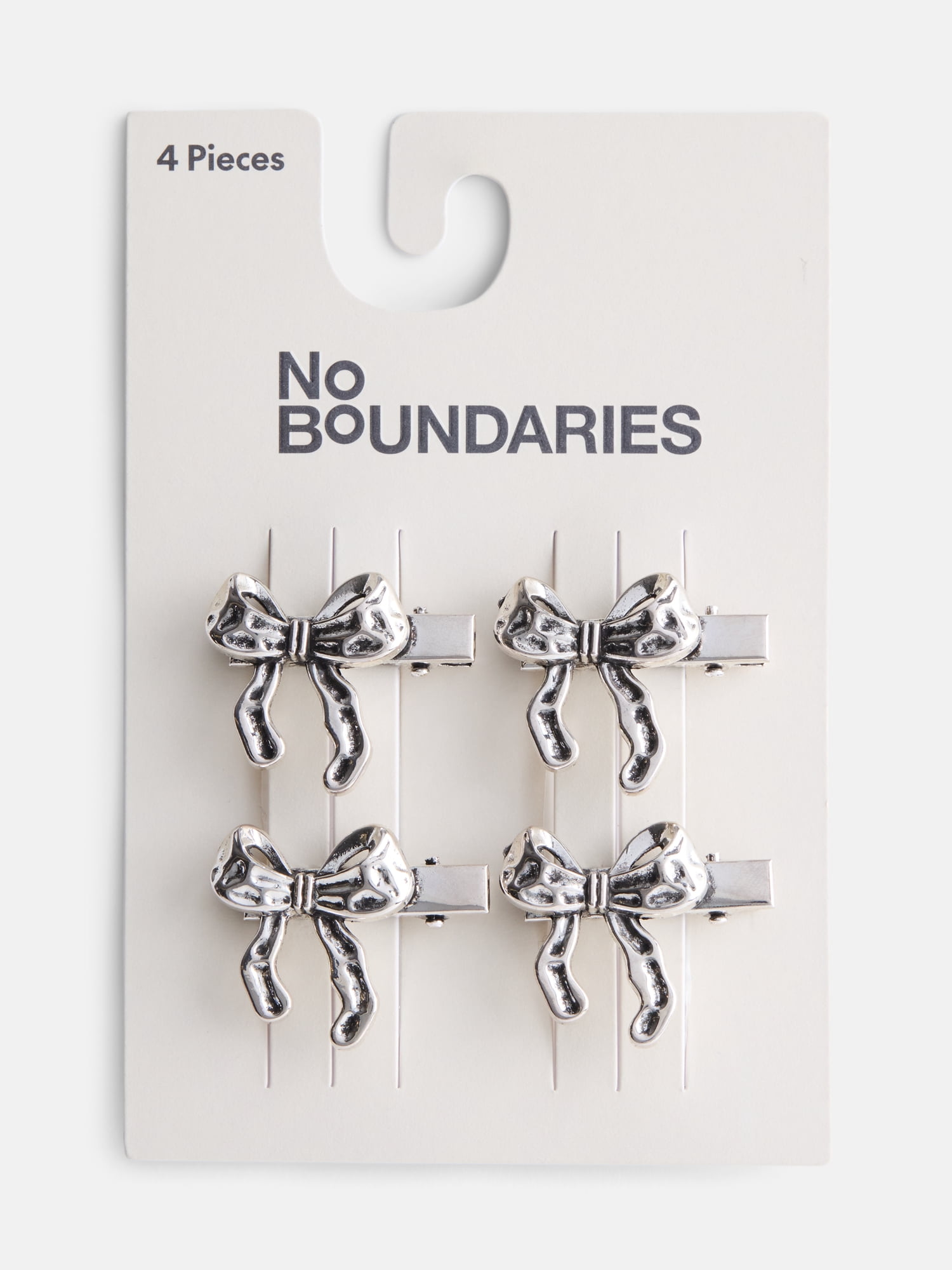 No Boundaries Metal Bow Hair Clip Set, 4-Piece, Women's