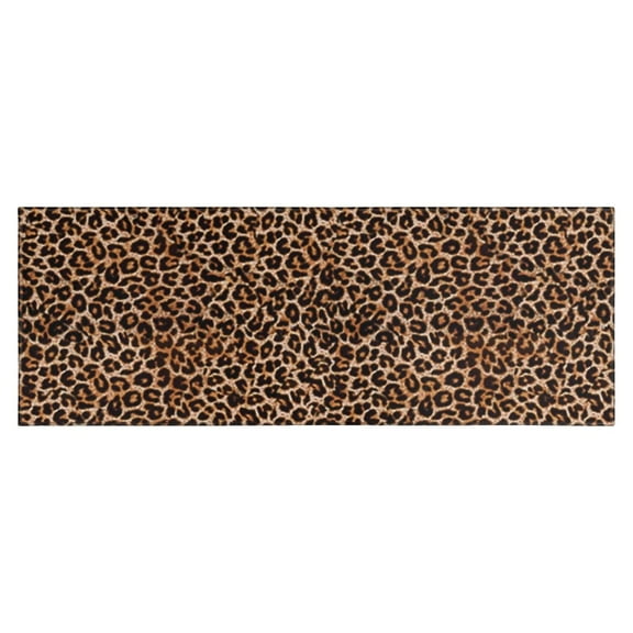 Brown and Black Leopard Print Kitchen Rug Mat,Kitchen Runner Rugs Non Skid Washable,Decorative Kitchen Floor Mats for Kitchen,Sink,Laundry,17"X47"