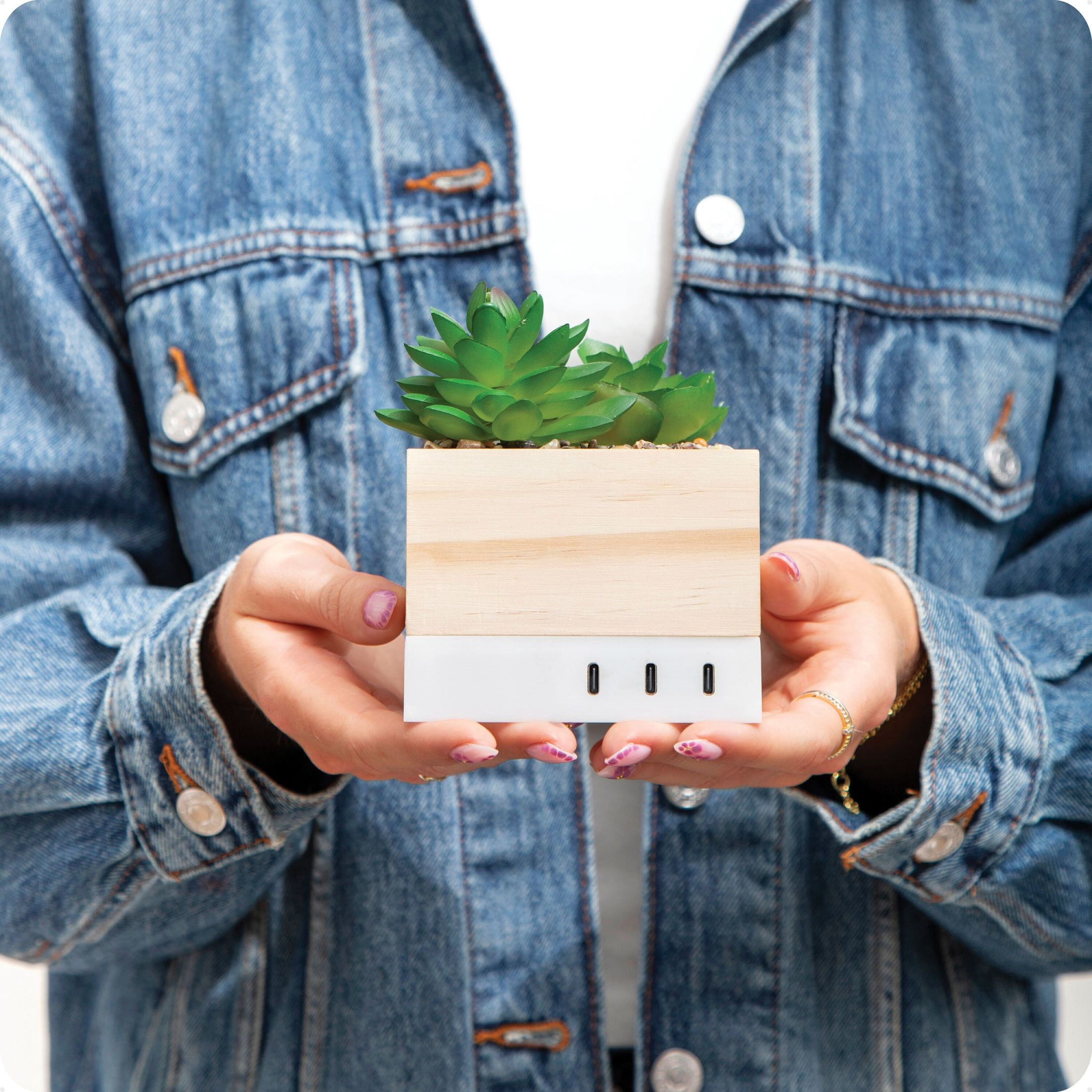 U Brands Desktop Charging Organizer, 5.4 x 3.9 x 3.9“, Succulent