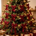 thumbnail image 5 of Christmas Bows 118.11 Inches Long Velvet Bow Garland, Double-Layer Ribbon Christmas Tree Ornaments, Mantel & Stair Railing, Wall & Door Frame Decorations, Festive Home Decor, 5 of 6