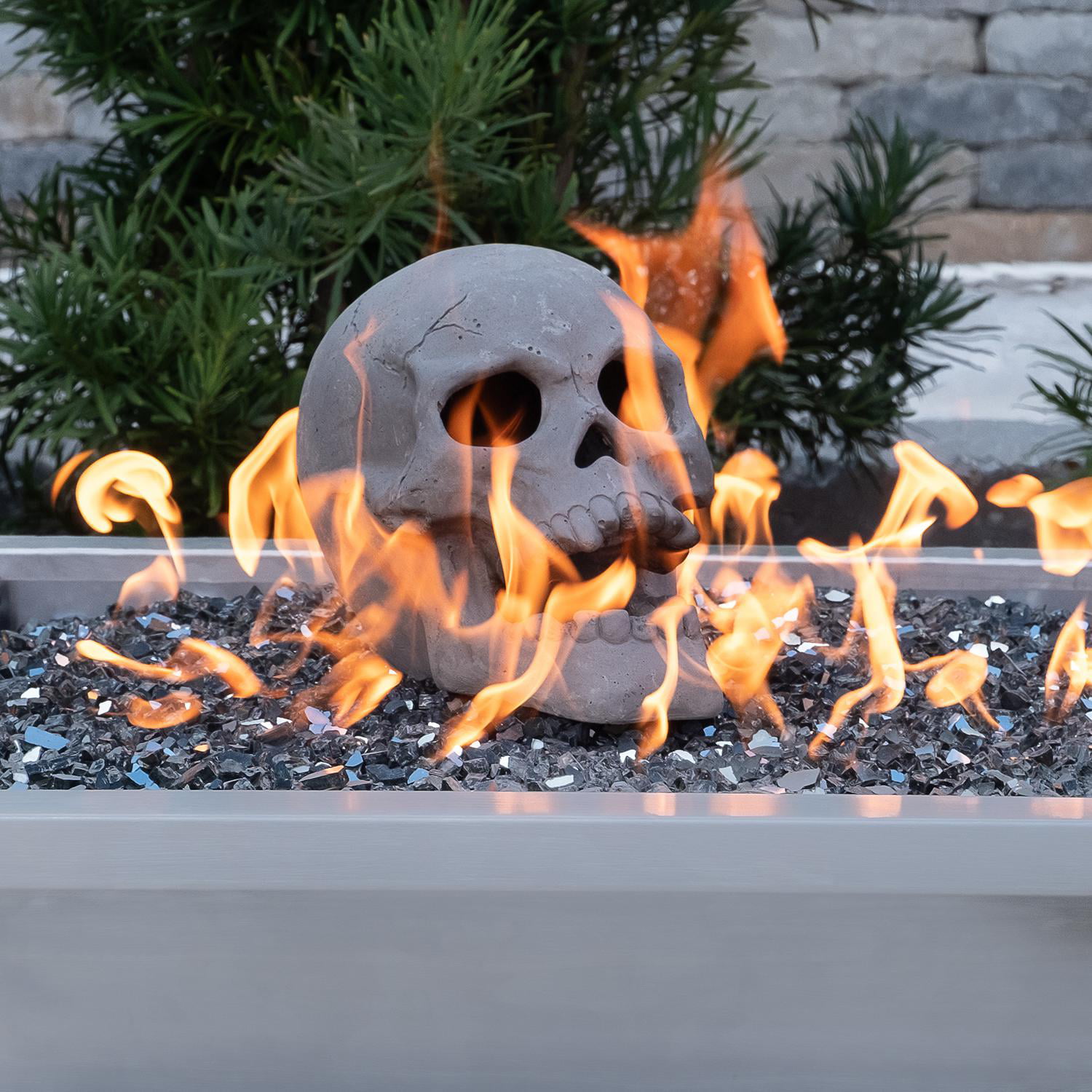 Fireproof Human Fire Pit Skull Gas Log, Concrete Skulls For Fire Pit