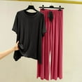 thumbnail image 2 of Posijego Womens Two Piece Outfits Lounge Sets Short Sleeve T-Shirts Elastic Waist Long Pants Sleepwear Sets, 2 of 7