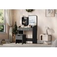 thumbnail image 3 of Makeup Vanity Table with LED Lighted Mirror, Vanity Table Set with 2 Drawer & Charging Station, Small Vanity Desk Set with Storage Stool, Femal Gift, 3 of 9