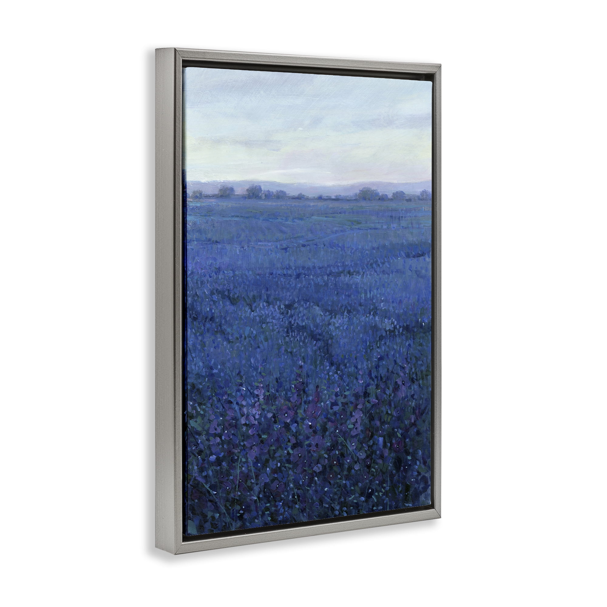 Stupell Industries Vast Blue Fields View Landscape Painting Gray Floater Framed Art Print Wall Art, 17 x 25
