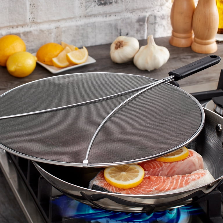 Chef Aid Splatter Guard, Paraspruzzi Per Padelle Da 24cm, Coperchio Di Sicurezza Anti-grassi, Ideale Anche Come Scalda Pane E Scolapasta