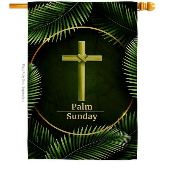 Ornament Collection H190068-BO Palm Sunday Religious Faith Double-Sided Garden Decorative House Flag, Multi Color