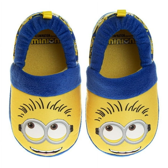 Minions Dual Sizes Kids Slippers. (Toddler  Little Kids), Blue Yellow, 11 12