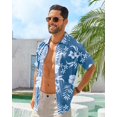 thumbnail image 2 of Camisa hawaiana de manga corta BOJIN, sin arrugas, azul, talla L, 2 of 5