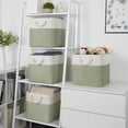 thumbnail image 5 of Cube Storage Baskets for Shelves 12 Inch Storage Cubes 4pack Fabric Storage Baskets for Organizing Clothes, Closet Baskets with Rope Handles for Home (White&Green), 5 of 7