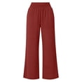 thumbnail image 5 of Women'sm Palazzo Pants Stretchy High Waisted Casual Wide Leg Slacks Summer Beach Lounge Trousers with Pockets Red M, 5 of 10
