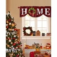 thumbnail image 4 of HOME Christmas Wreath Tie Up Valances Curtain, Bow Vintage Red Black Check Adjustable Rod Pocket Short Window Treatment Tie Up Curtains Valances for Kitchen Living Room Bathroom 54x18 Inches, 4 of 9