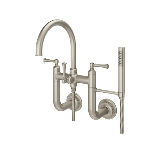 Open Box Pfister LG6-3TBK Tisbury Wall Mount Tub Filler with Hand Shower, Brushed Nickel