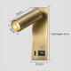 thumbnail image 2 of Lámpara de Pared LED de 3 W, Luz de Lectura Integrada y Giratoria, USB para Dormitorio, Mesita de Noche, Estudio, Bronce 3000 K., 2 of 5