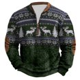 thumbnail image 5 of Men's Christmas Quarter Zip Pullover Hoodless Sweatshirt Long Sleeve Crewneck Thermal Lined Winter Warm Top, 5 of 5