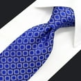 thumbnail image 4 of Mens Tie Necktie Light Royal Blue Geometric White Checkered Satin for Party Extra Long 63", 4 of 6