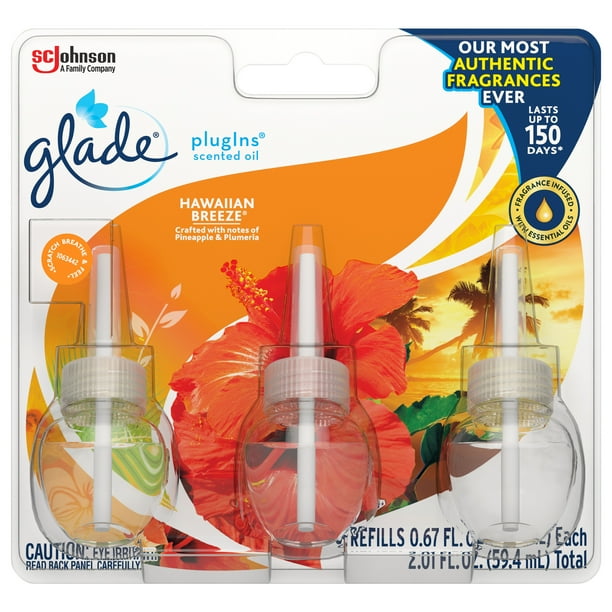 Glade PlugIns Scented Oil Refill Hawaiian Breeze, Essential Oil Infused