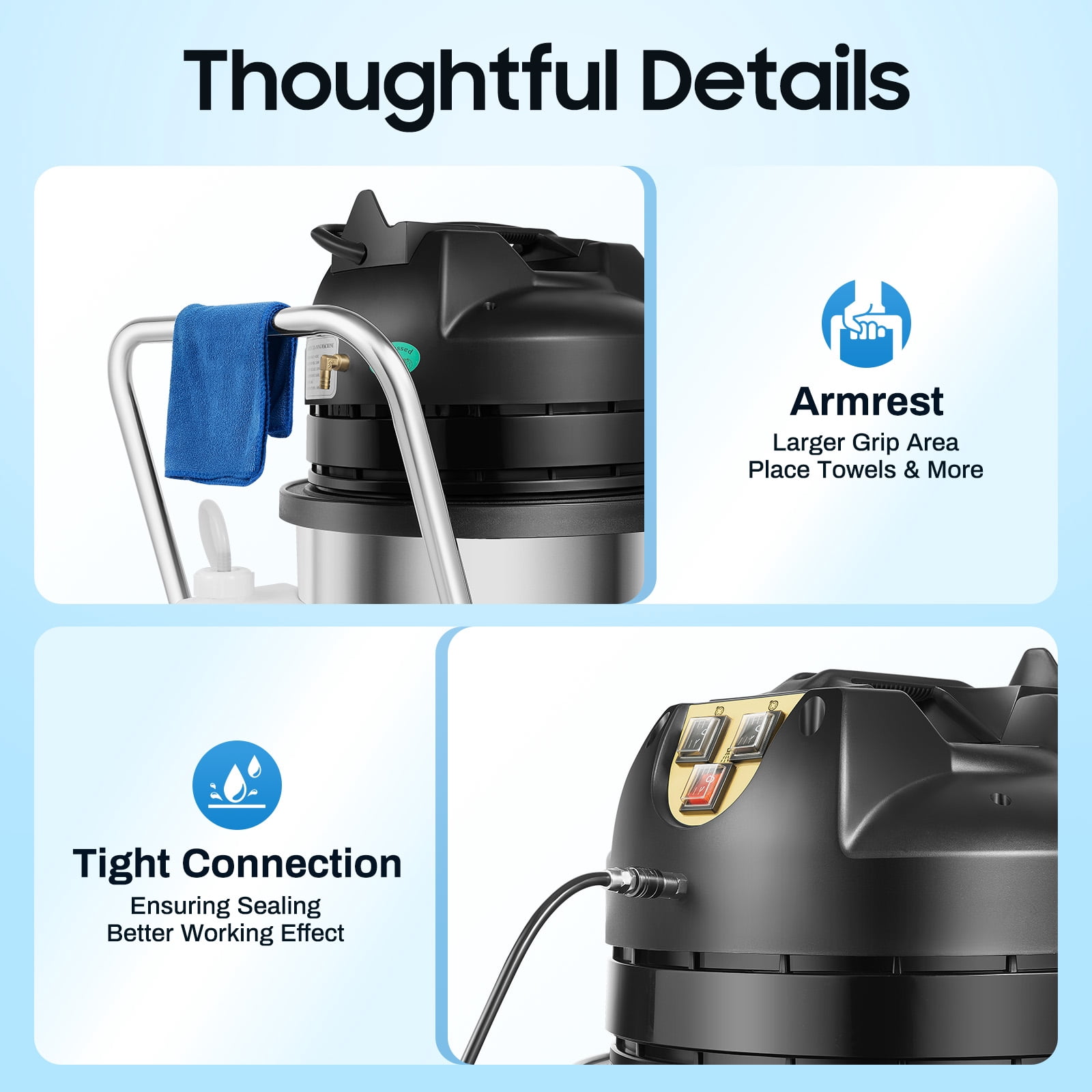 60L Carpet sofa Cleaner Extractor Machine 3in1 Car Detailing Cleaner Vacuum Extractor for hotels, offices